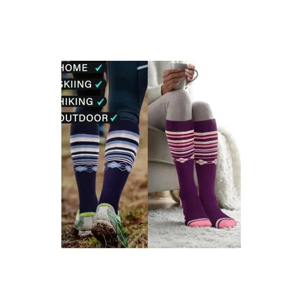 Ski Socks 50% Merino Wool Thermal Knee High Winter Snowboard Sport Socks Men ...